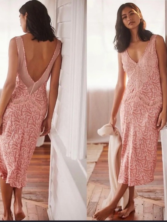 Anthropologie Dresses & Skirts - Anthropologie Blush Pink Lace Backless Midi Dress